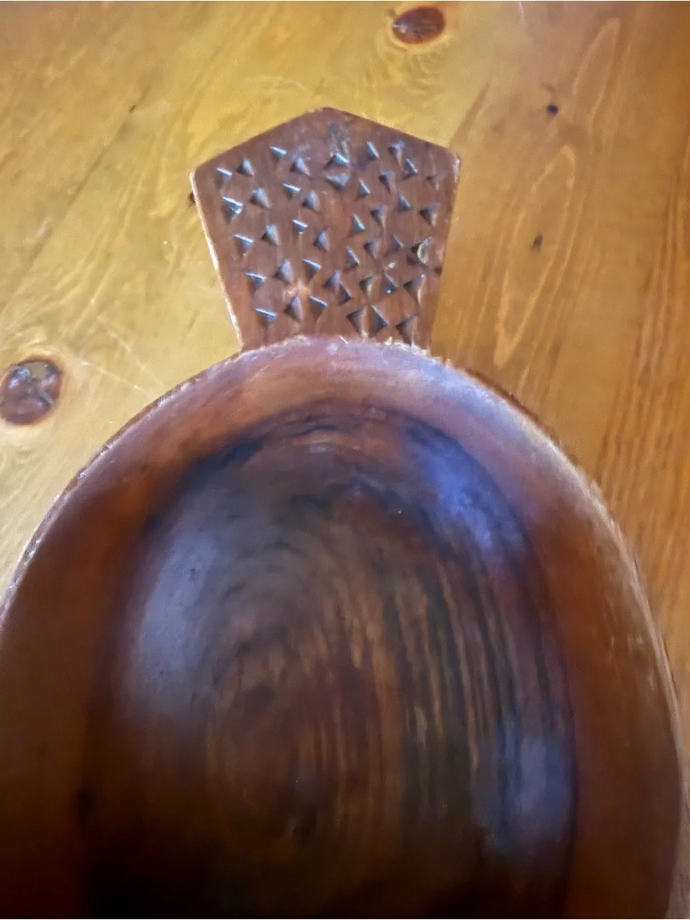 Vintage Hand Carved Wooden Duck Bowl Scandinavian Folk Art Kåsa Mid Century